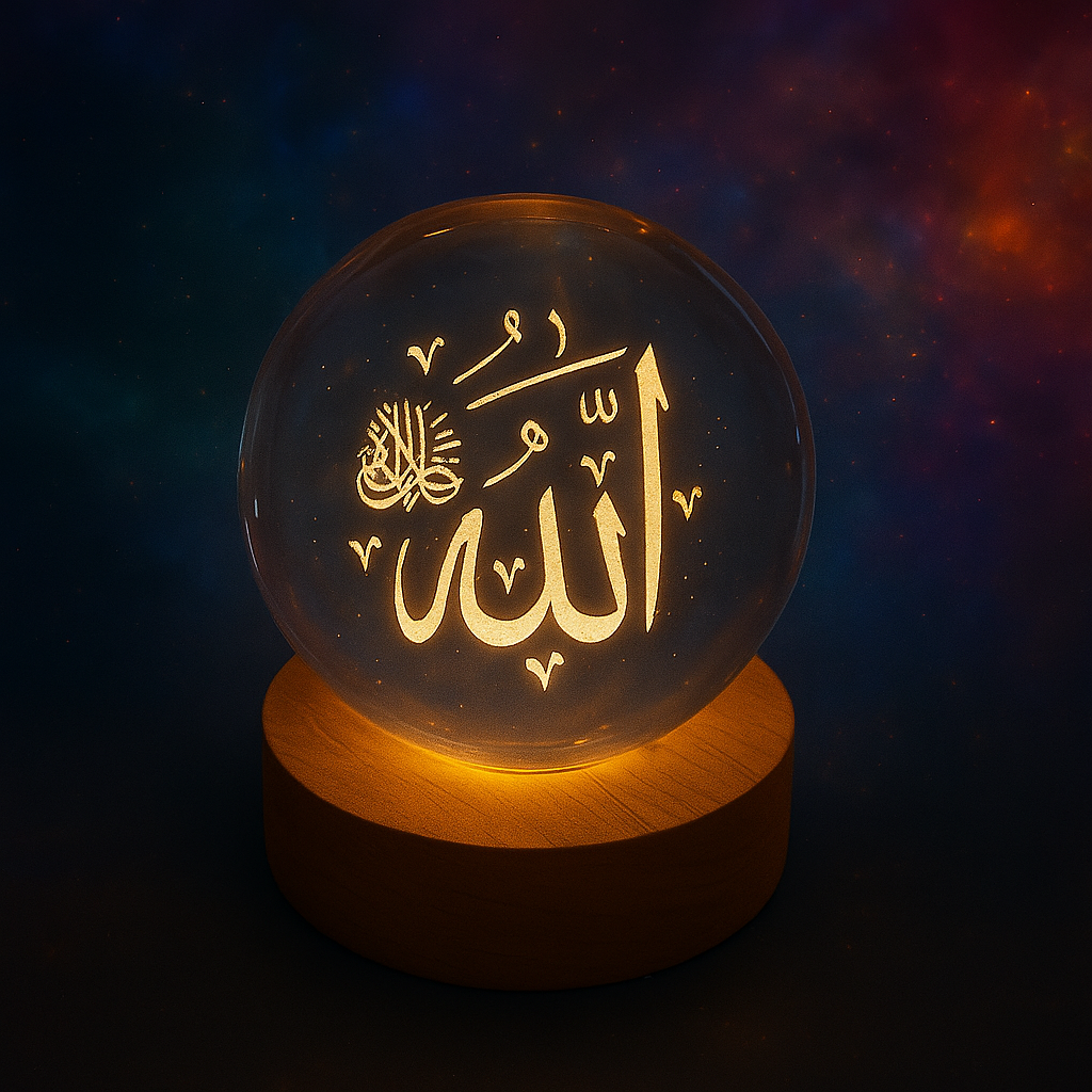 Allah 3D Crystal Ball Night Lamp ✨🌙 Illuminate Your Space with Spiritual Elegance