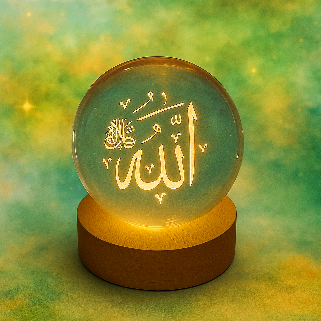 Allah 3D Crystal Ball Night Lamp ✨🌙 Illuminate Your Space with Spiritual Elegance