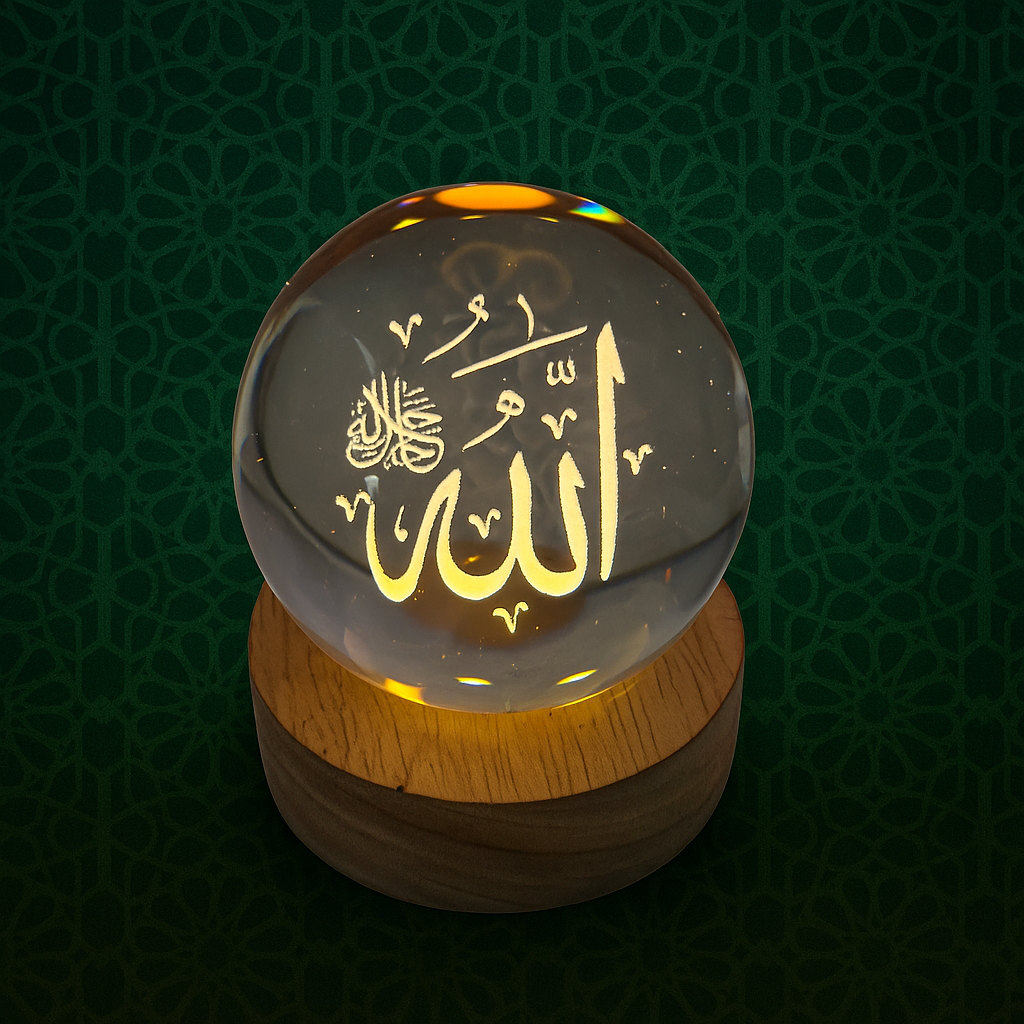 Allah 3D Crystal Ball Night Lamp ✨🌙 Illuminate Your Space with Spiritual Elegance
