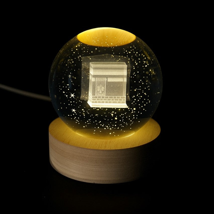 Kaba sharif 3D Crystal Ball Night Lamp ✨🌙 Illuminate Your Space with Spiritual Elegance
