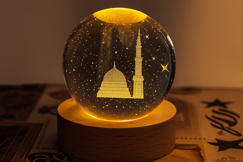 (3Pc Set ) 3D Islamic Crystal Ball Night Lamp ✨🌙 Illuminate Your Space with Spiritual Elegance