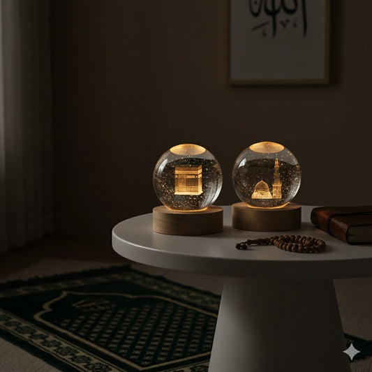 3D Islamic Madina sharif & Kaba ShrifCrystal Ball Lamp (Pack of 2) !