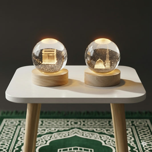 3D Islamic Madina sharif & Kaba ShrifCrystal Ball Lamp (Pack of 2) !